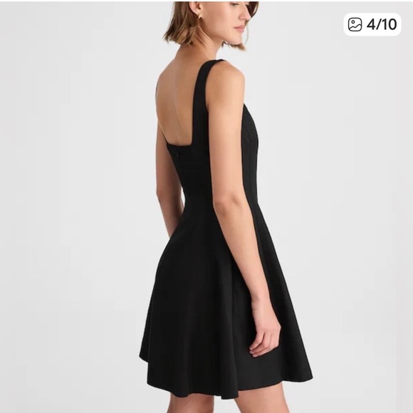 NEW MADEWELL Seamed Open Squareneck Mini Dress in Black Fit & Flare Size 12 - Picture 2 of 8